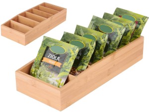 Organizer na przyprawy bambusowy Konighoffer 6 przegródek 15x35x7 cm
