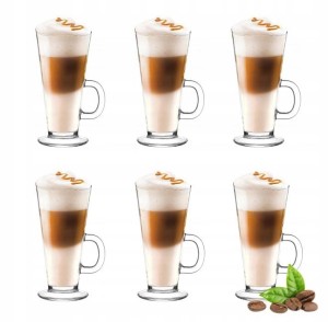 Szklanki do kawy latte Boston 275 ml wysokie zestaw 6 sztuk