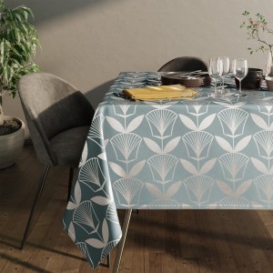 Obrus 140x300 plamoodporny Oxford Floris srebrny