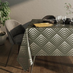 Obrus 140x300 plamoodporny Oxford Piramides khaki