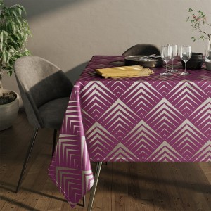 Obrus 140x300 plamoodporny Oxford Piramides fioletowy