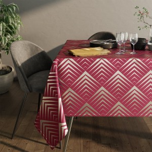 Obrus 140x300 plamoodporny Oxford Piramides różowy
