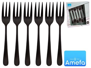 Widelczyki deserowe Amefa 1410 Holenderskie Trend 6 sztuk komplet dla 6 osób czarne