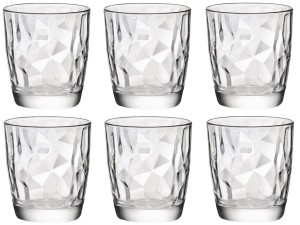 Zestaw 6 szklanek do napojów wody Bormioli Diamond 300 ml