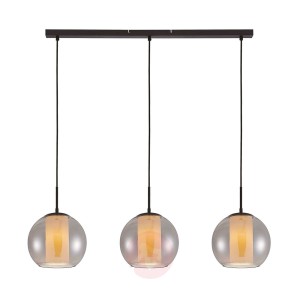 Lindby Yela szklana lampa wisząca, 3-pkt., szara