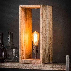 Lampa stołowa Boxlight z drewna mango, 45 cm