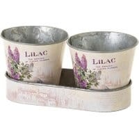 Zestaw 2 doniczek z podstawką Lilac