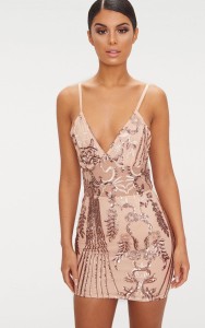 Sukienka Kwiat Orientu - Bodycon - Rose Gold