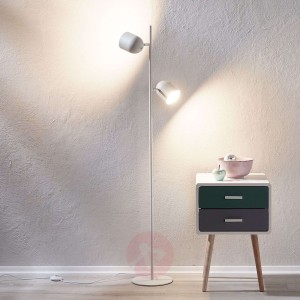 Biało-srebrna lampa stojąca Morik, 2-punktowa