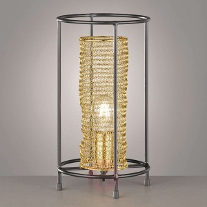 Lampa stołowa Ano, klatkowa, czarno-złota