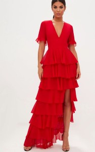 Sukienka ReD MISS - MAXI - Kolor Czerowny