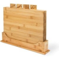 Zestaw 4 desek do krojenia ze stojakiem Bambu Natural