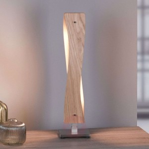Lucande Lian lampa stołowa LED, drewno dębowe