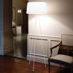Lampa stojąca Tripod biała stelaż szary