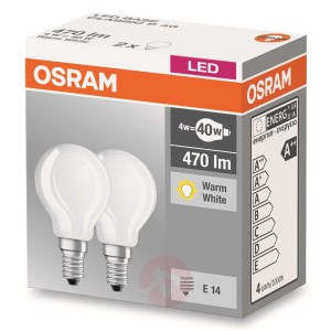 Żarówka kropla LED E14 4W 827 matowa zestaw 2 szt.