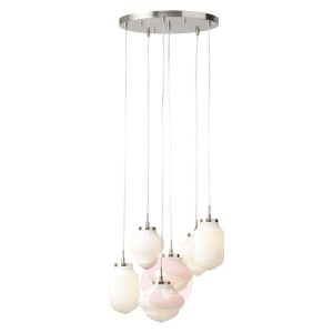 Lampa wisząca Tanic - 6-pkt., nikiel + biel