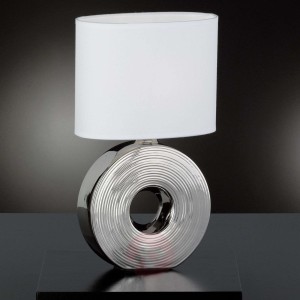 Fascynująca lampa stołowa Eye 38 cm, srebrna stopa