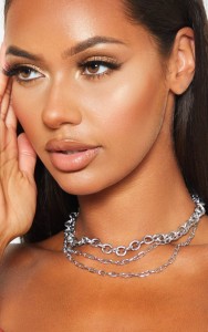 Naszyjnik - Potrójny Łańcuszek - kolor srebrny