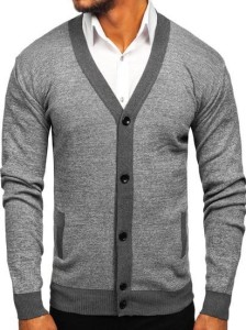 Sweter męski rozpinany szary 