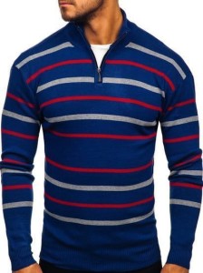 Sweter męski ze stójką niebieski 