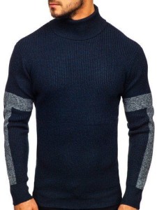 Sweter męski golf granatowy 