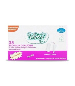 WKŁADKI HIGIENICZNE DUALFORM Z ORGANICZNEJ BAWEŁNY NIEBIELONE CHLOREM, KOMPOSTOWALNE 35 SZT