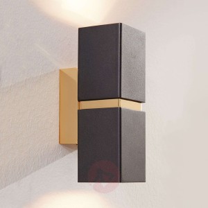 2-punktowy kinkiet LED Passa, czarno-złoty