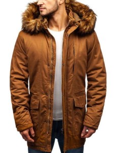 Kurtka męska zimowa parka camelowa 