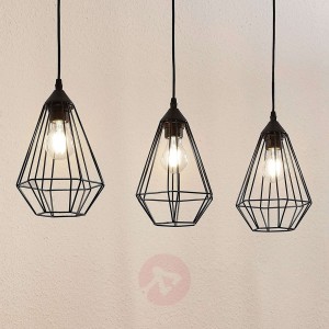 Lampa wisząca Elda z klatkami, podłużna, czarna