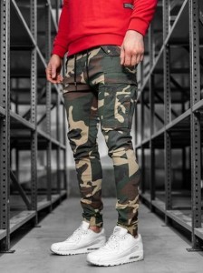 Spodnie męskie joggery bojówki moro-khaki 
