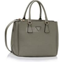 Angielska torebka-kuferek Mini Saffiano Lux Tote Bag - szara, Kerrz Washington, Candice Swanepoel, Miranda Kerr, Rihanna, Lindsay Lohan