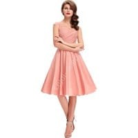 Bawełniana sukienka pin-up pudrowy róż, swingdress