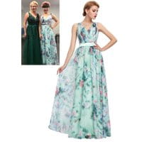 Elegancka długa turkusowa suknia w kwiaty | wytworna kwiatowa, Disney koncert Kasia Łaska