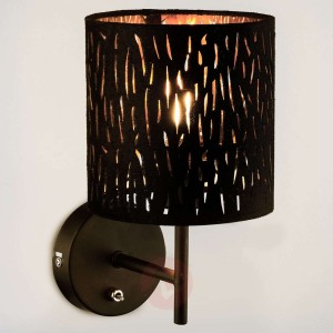 Lampa ścienna Tuxon z czarno-złotym kloszem