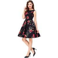 Elegancka sukienka w czerwone róże dla mamy i córki