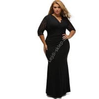 Czarna suknia z asymetryczną koronką na jednym ramieniu | czarne Plus Size
