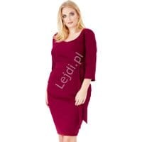 Wyszczuplająca sukienka koktajlowa ciemne wino Plus Size, Goddiva, 985