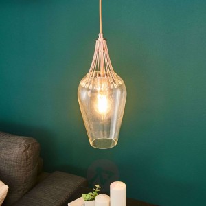 Lampa wisząca Whisk z kloszem i miedzią