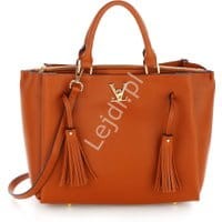 Duża elegancka torebka z ekoskórki - brązowa