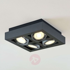 Spot sufitowy LED Ronka, 4-pkt., kwadratowy, szary