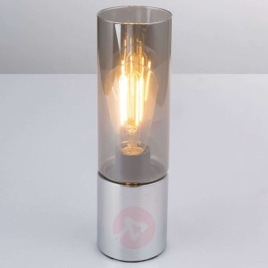 Lampa stołowa Annika z przydymionym szarym kloszem