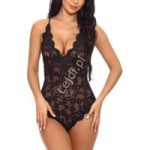 Czarne koronkowe body E180128