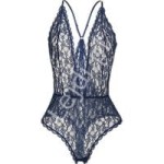 Granatowe koronkowe body damskie