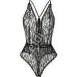 Eleganckie czarne koronkowe body damskie