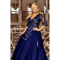 Granatowa wieczorowa suknia plus size z cekinami - Crystal 3/4