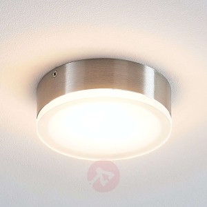 Lindby Leonta lampa sufitowa LED, nikiel Ø 12 cm