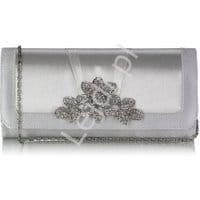 Torebka ślubna z kryształową broszką, ivory