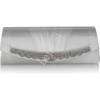 Ślubna torebka satynowa z kryształkową kolią ivory 113