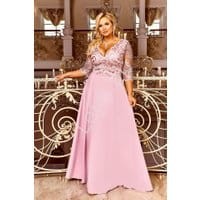 Modna sukienka plus size na wesele, dla druhny, na studniówkę - Crystal pustynny róż