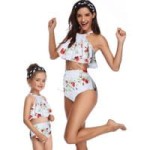 Strój kąpielowy dla mamy i córki w róże